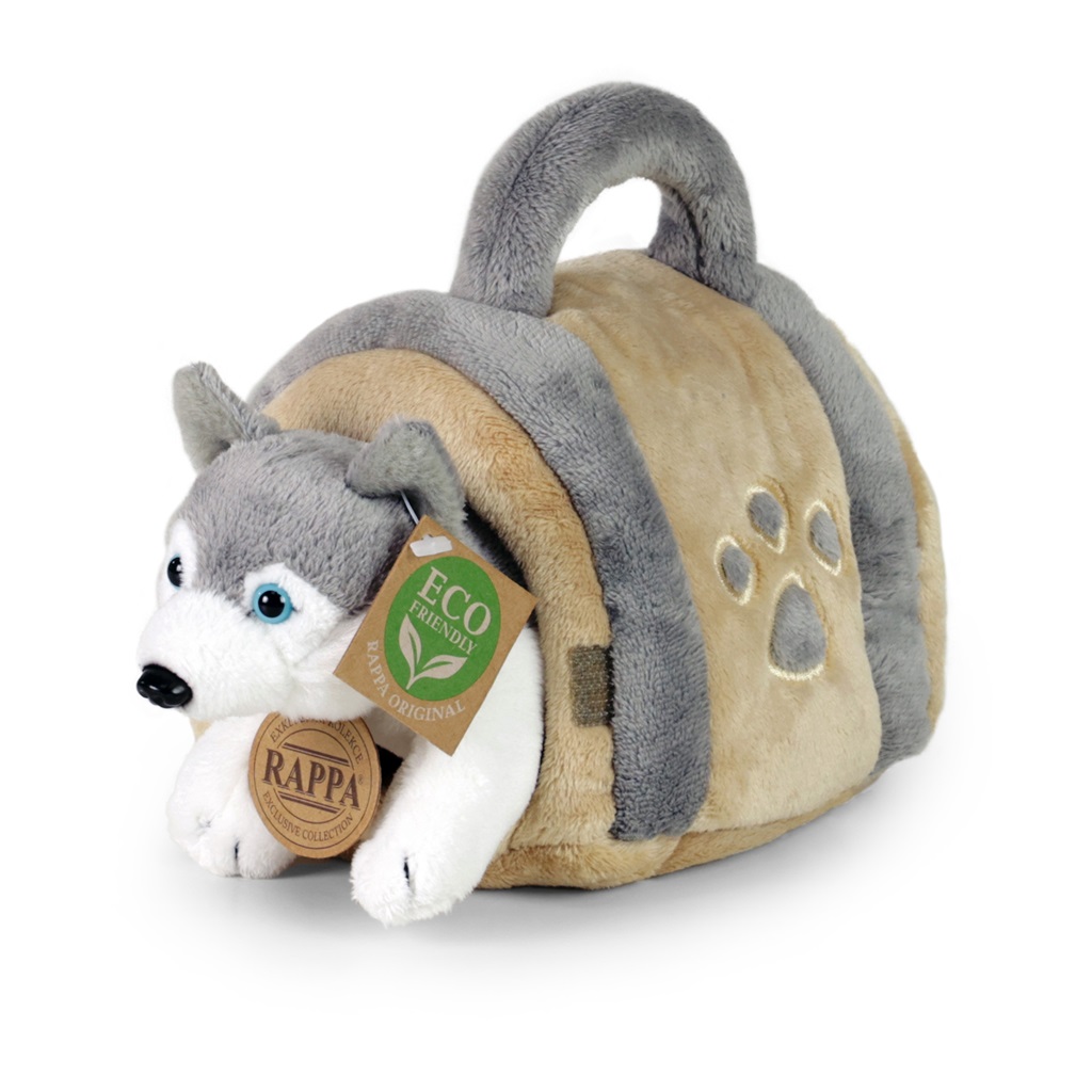 Plyšový pes Husky s prepravkou 13 cm ECO-FRIENDLY